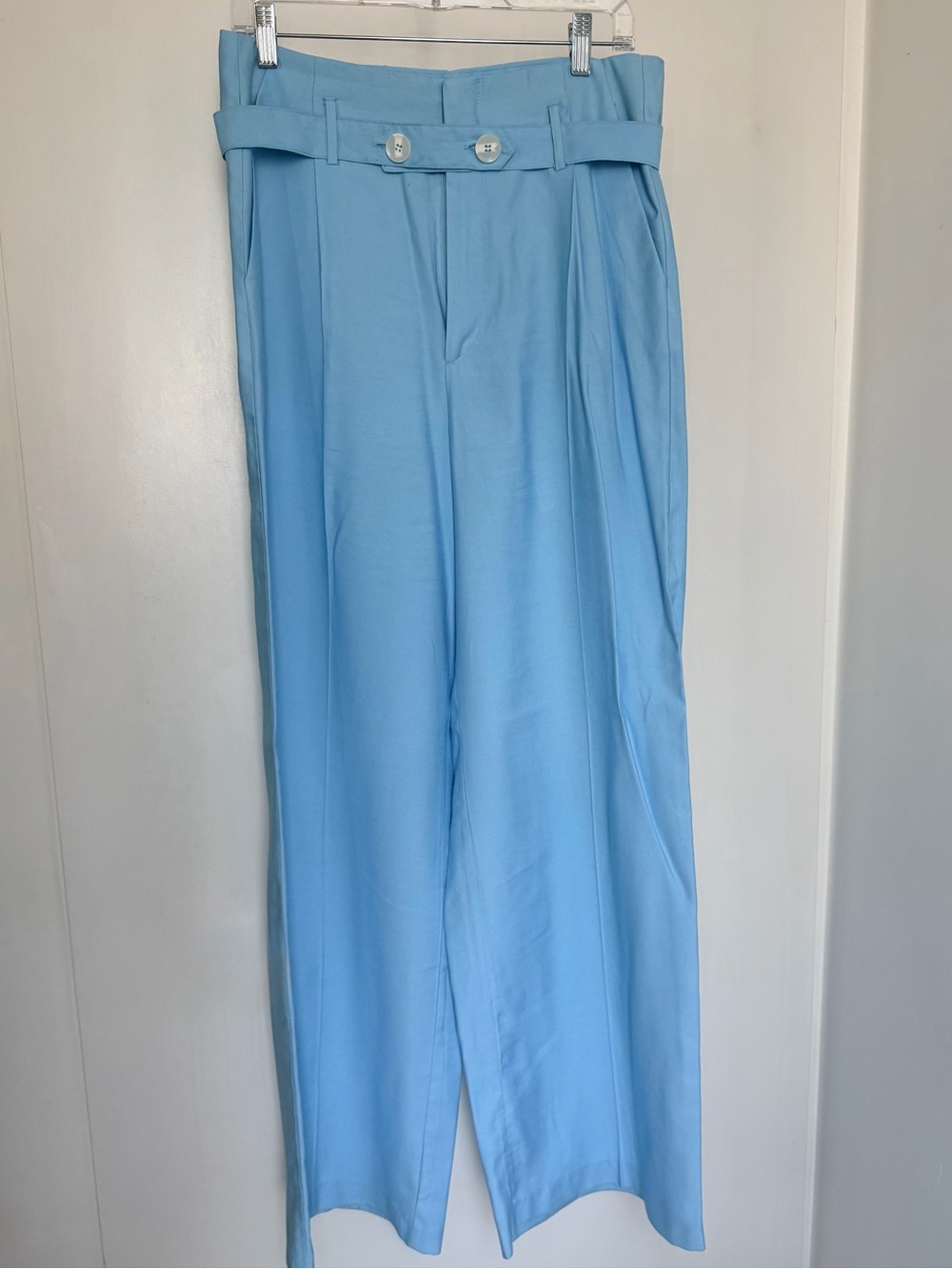 Zara High-Waist Belted Wide-Leg Trousers